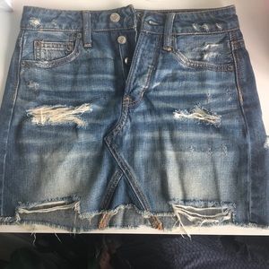 American Eagle Ripped Jean Mini Skirt